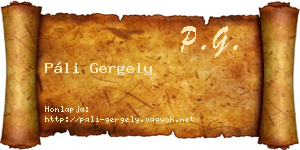 Páli Gergely névjegykártya